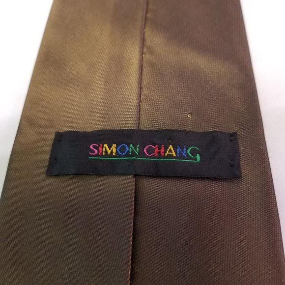 Simon Chang Brown Bronze Men's Neck Tie - Picture 8 of 10